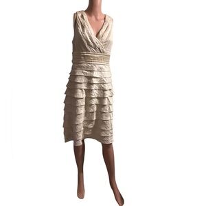 Adrianna Papell Cream Sleeveless Tiered Dress